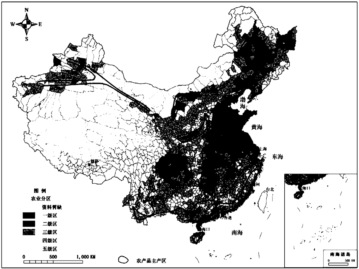 Agricultural development level comprehensive evaluation method serving main functional area