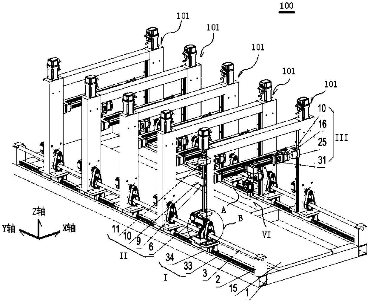 Three-dimensional (3D) printing device with cooperative parallel multiple nozzles