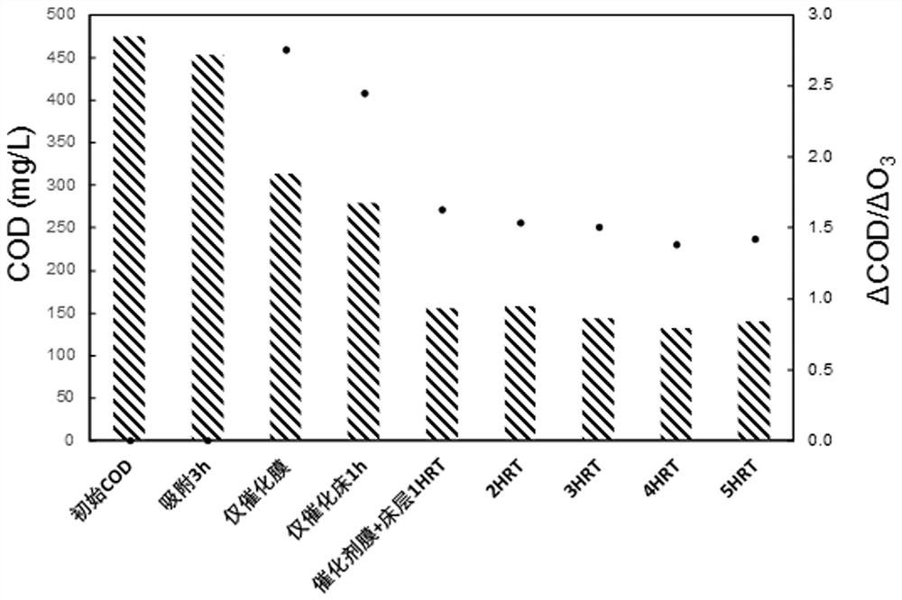 Ozone catalytic oxidation wastewater treatment device and treatment method