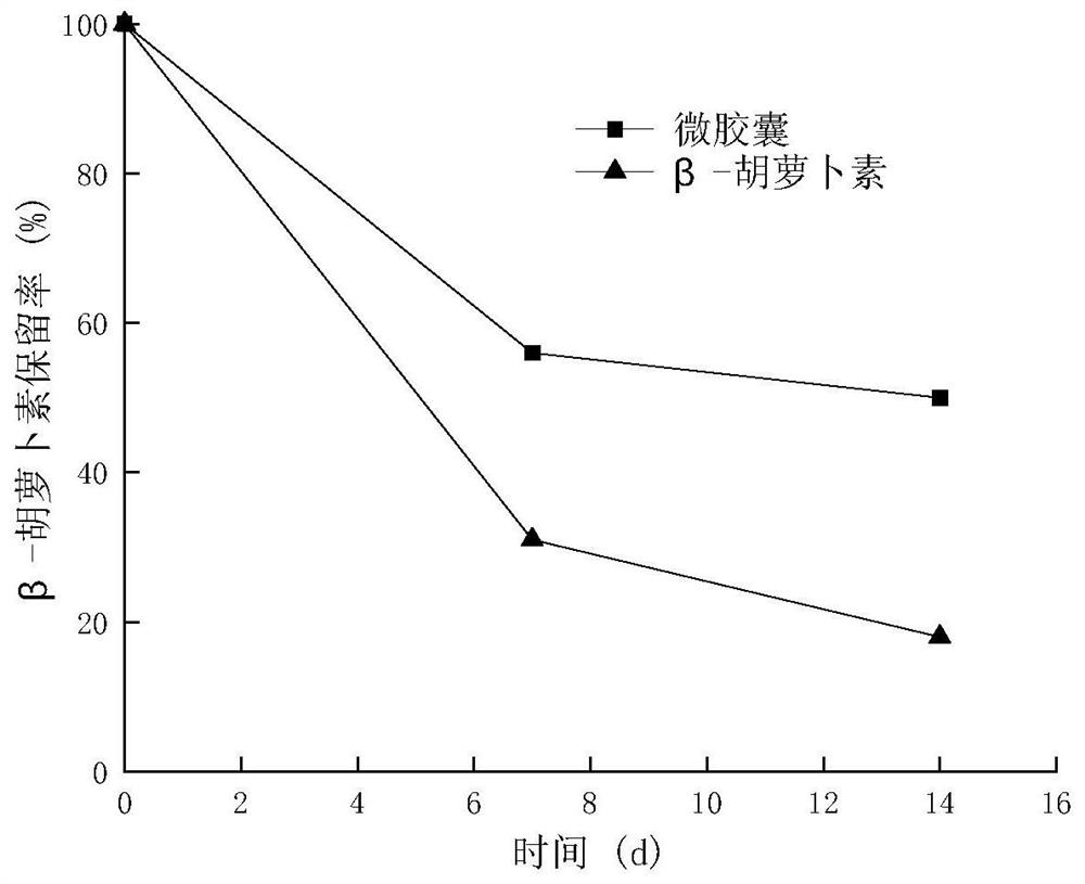 Beta-carotene-starch-chitosan microcapsule and preparation method thereof