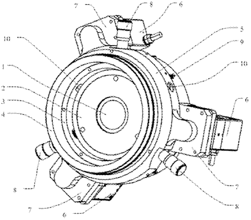 Optical element axial adjusting device with aligning function