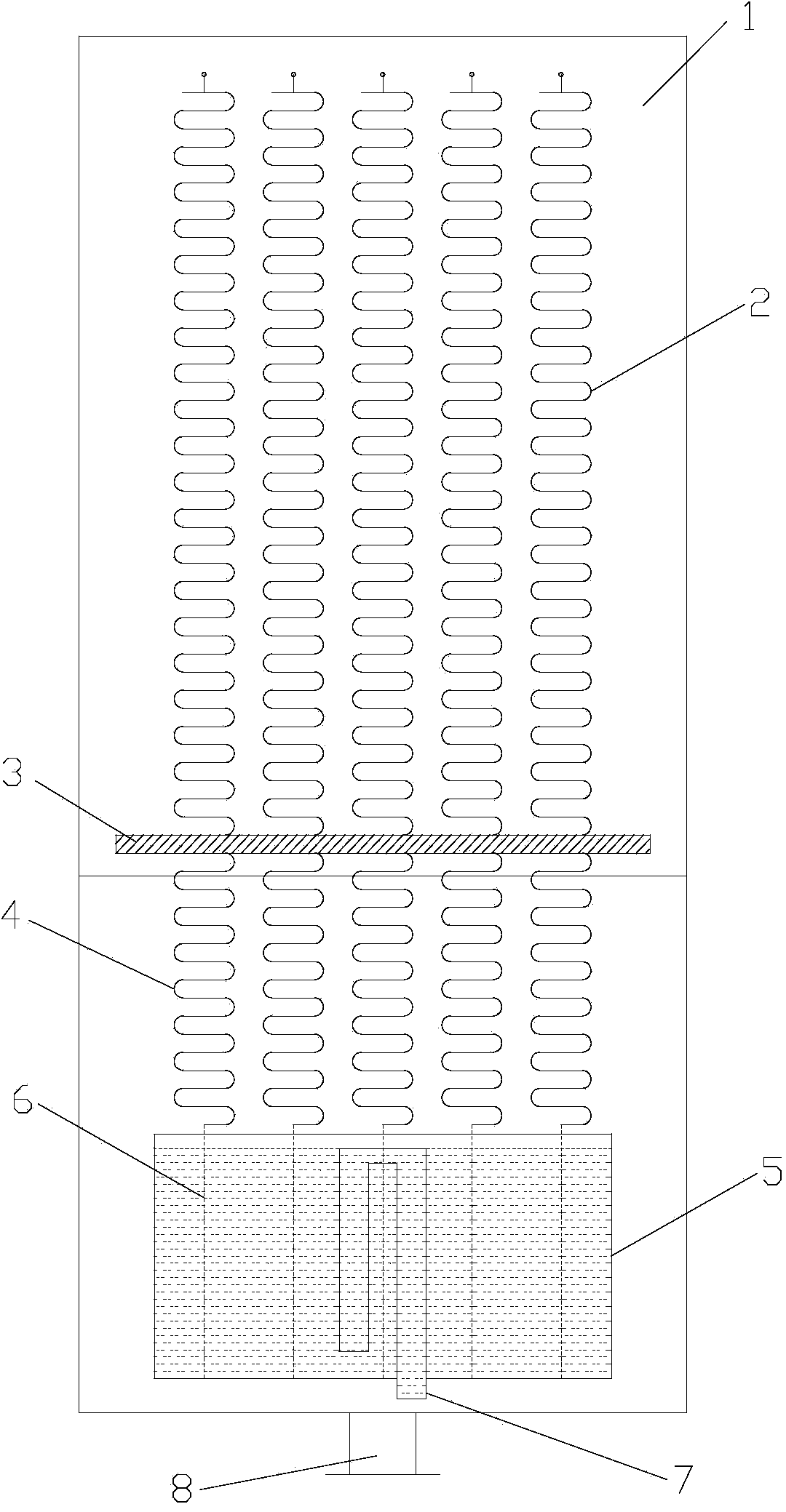 Automatic dust removal board type falling film generation device utilizing waste heat of exhaust gas