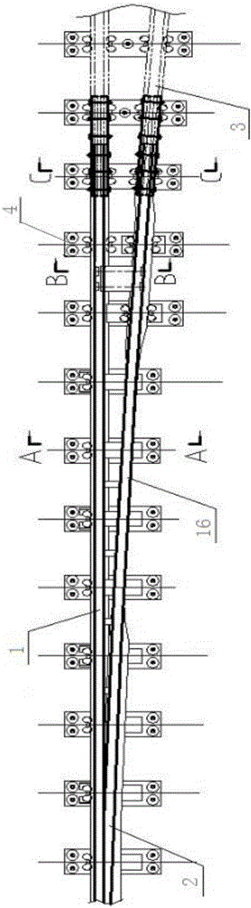 Urban railway transport vibration attenuation turnout structure