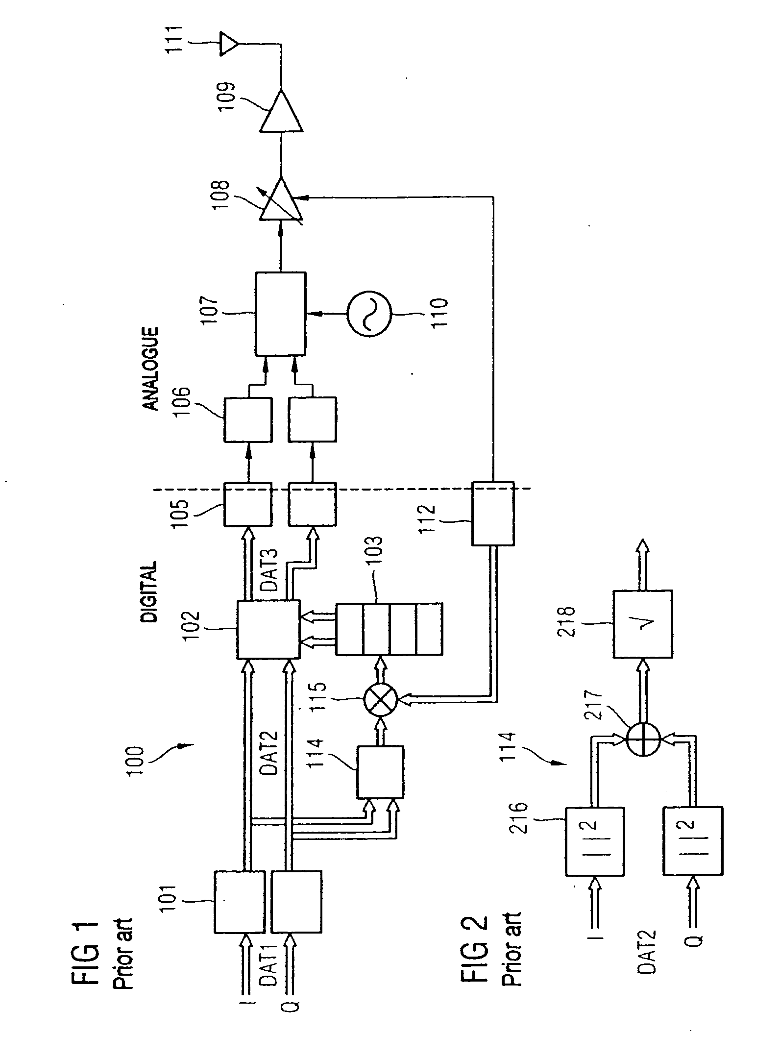 Device for processing radio transmission data with digital predistortion