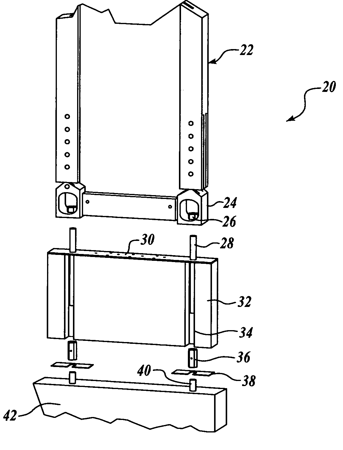 Shear wall attachment assembly and method of use