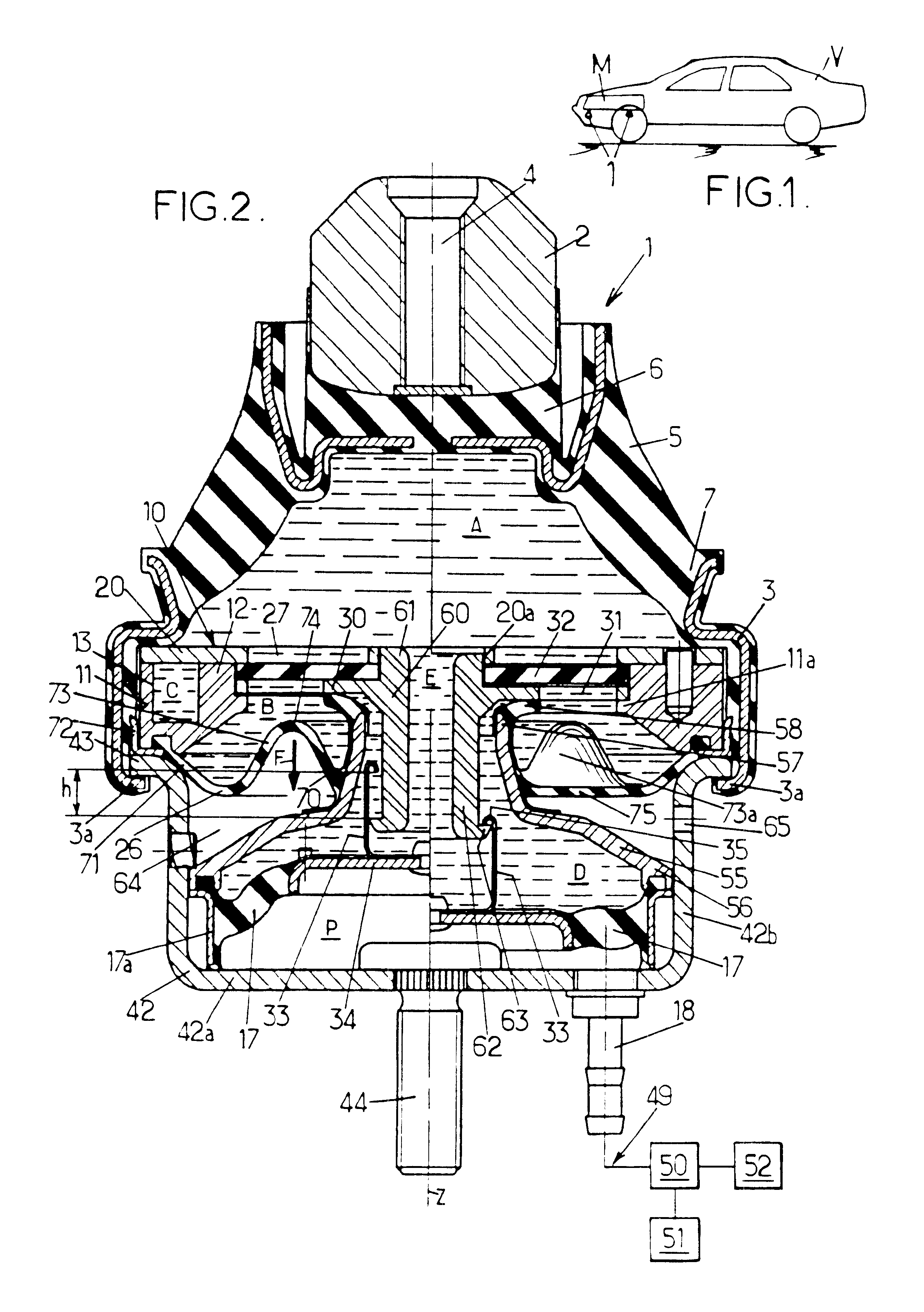 Hydraulic antivibration support