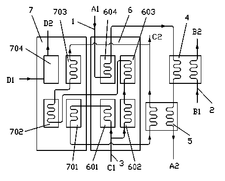 Supplementary-fired lithium bromide absorption type heat exchange system with two routes of water simultaneously supplying heat