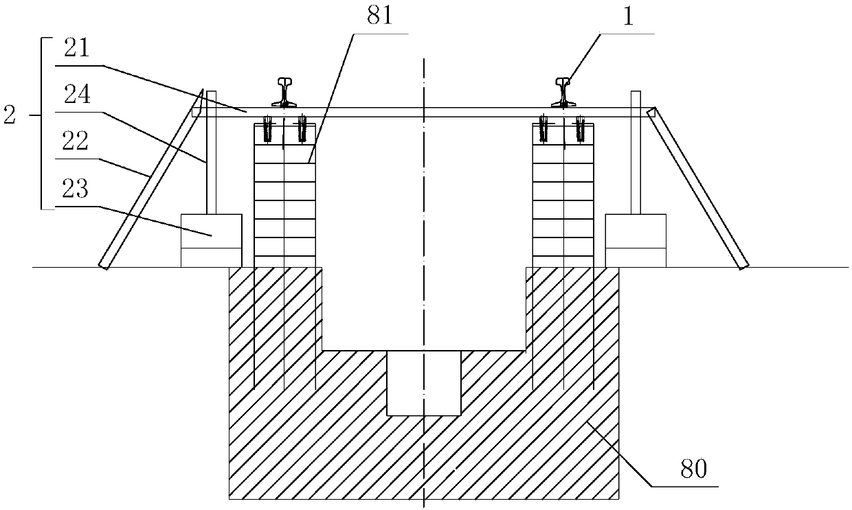 Subway-inspection-pit small stand column and rail integral construction structure and method