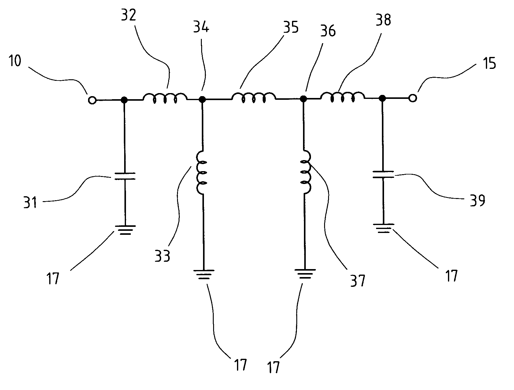 Pi-type band pass filter