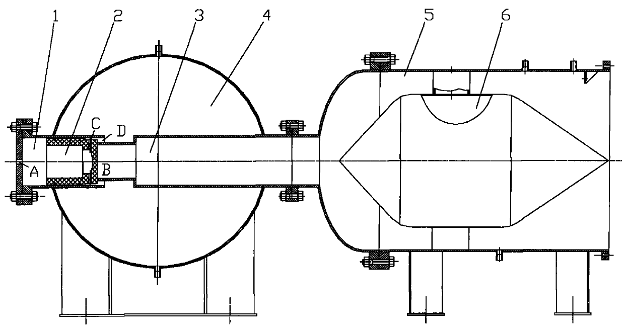 Gas shock testing machine for detecting fragile cover of projectile storage and transportation launching tube