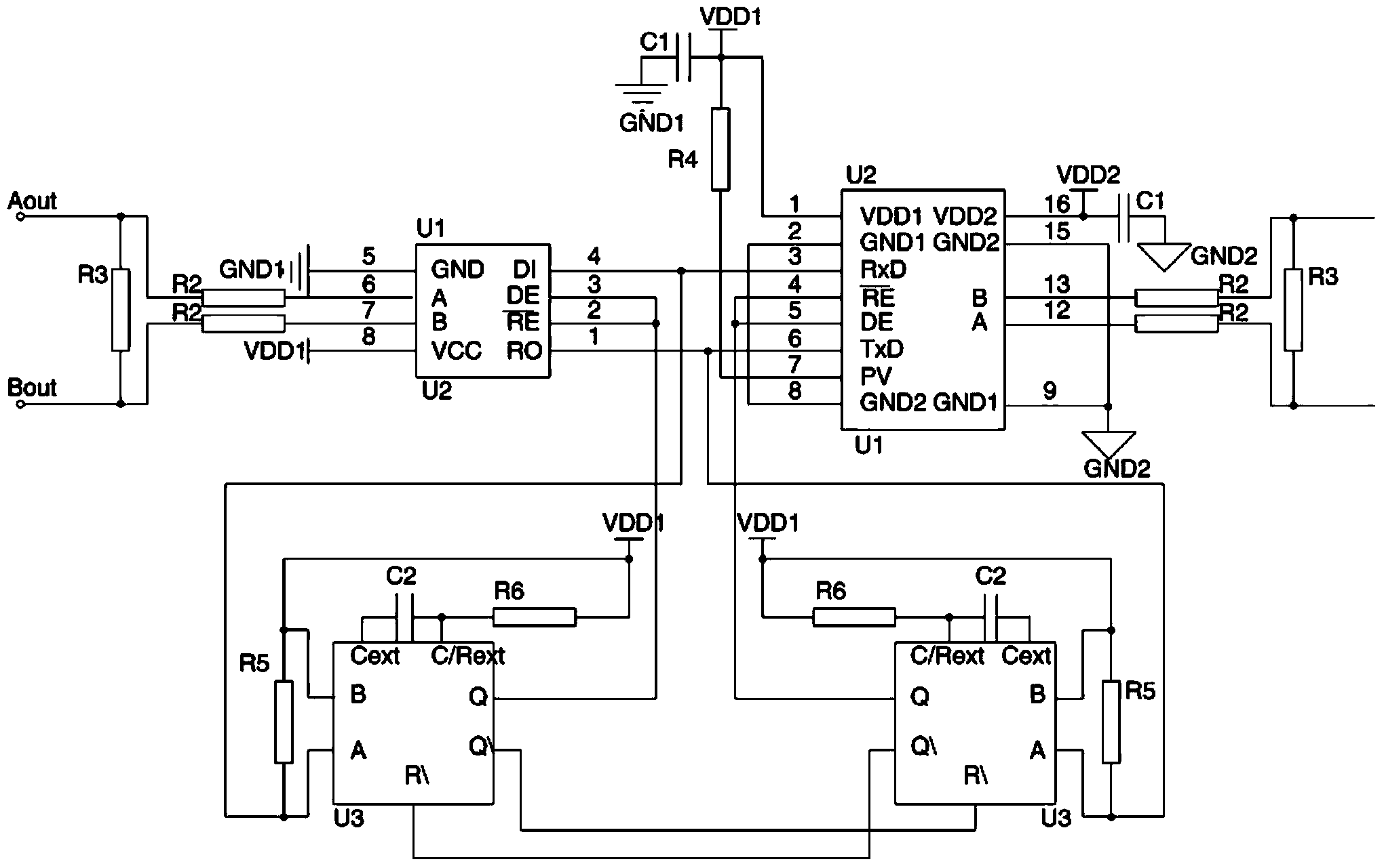 Isolating-type bidirectional communication signal lighting protection device