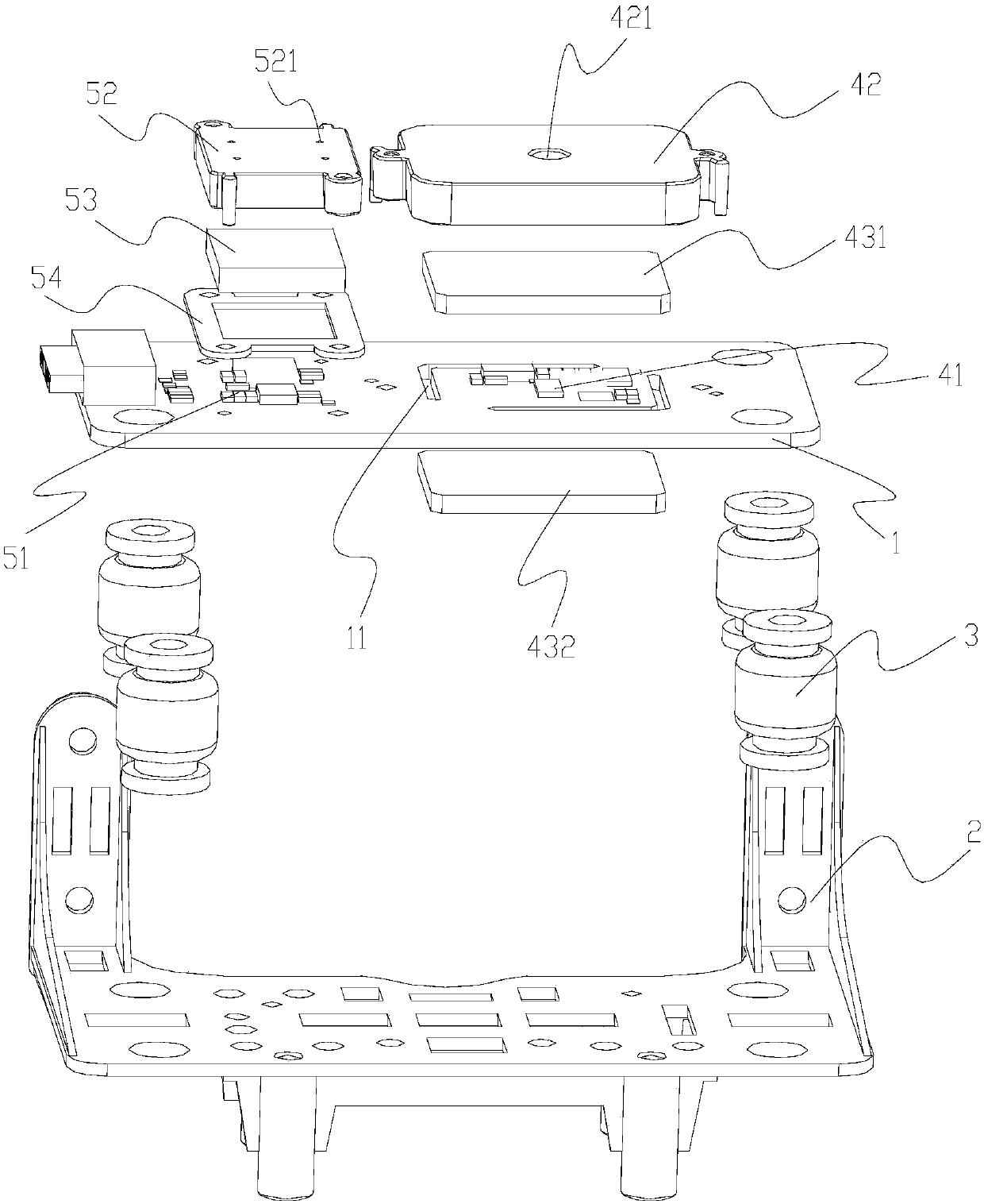 IMU (inertial measurement unit) and air pressure gauge assembly and unmanned aerial vehicle