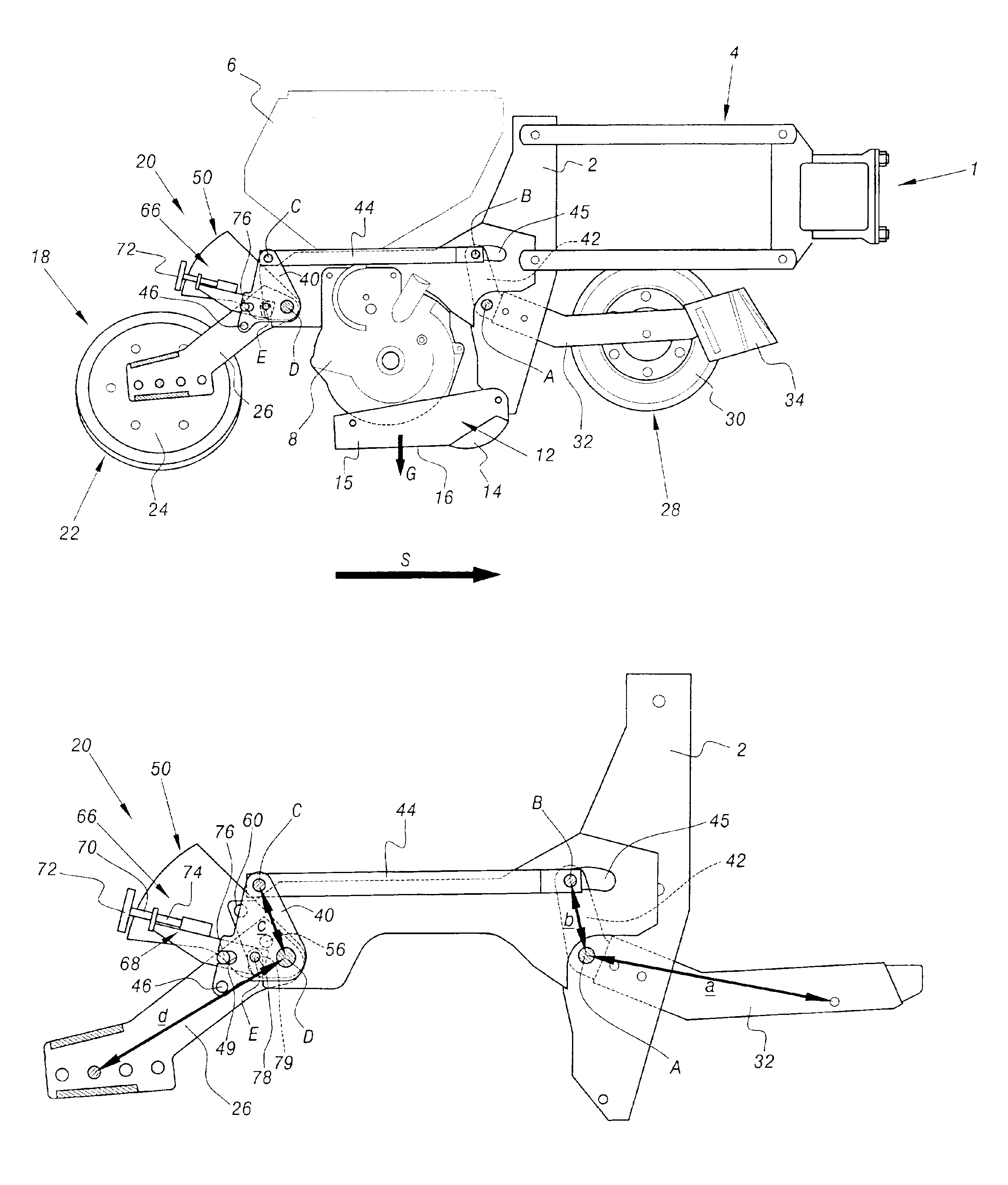 Seed drill element having improved topsoiling means