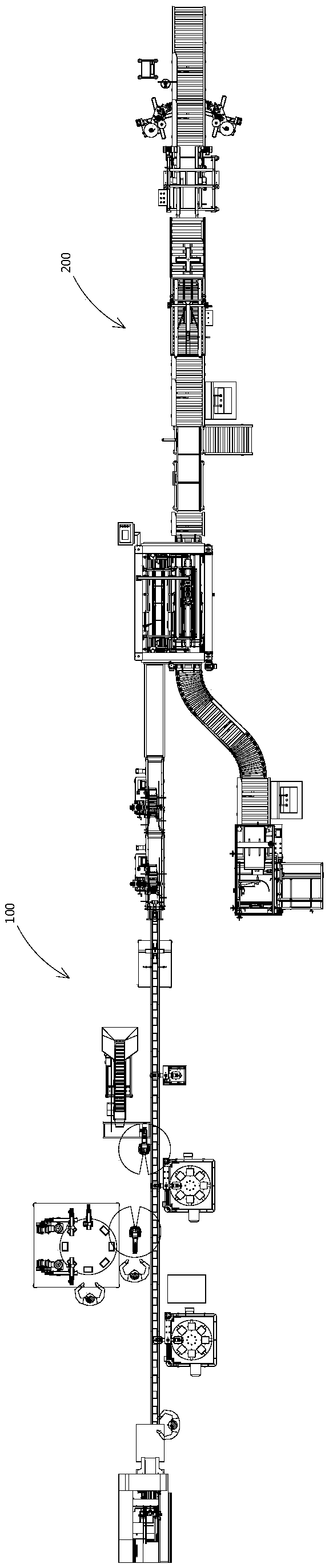 Boxed product automatic packaging device and boxed product automatic packaging production process