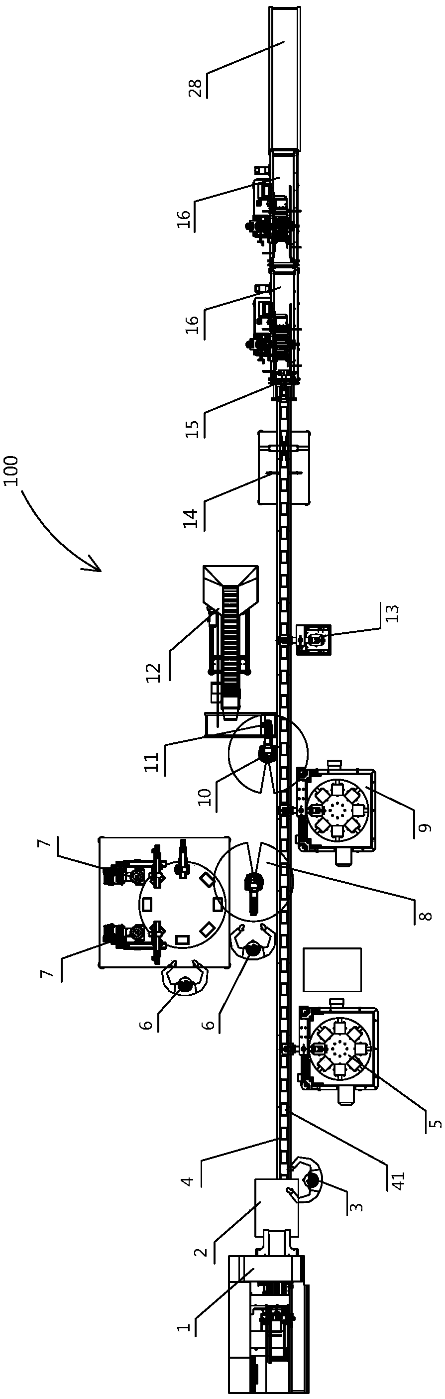 Boxed product automatic packaging device and boxed product automatic packaging production process