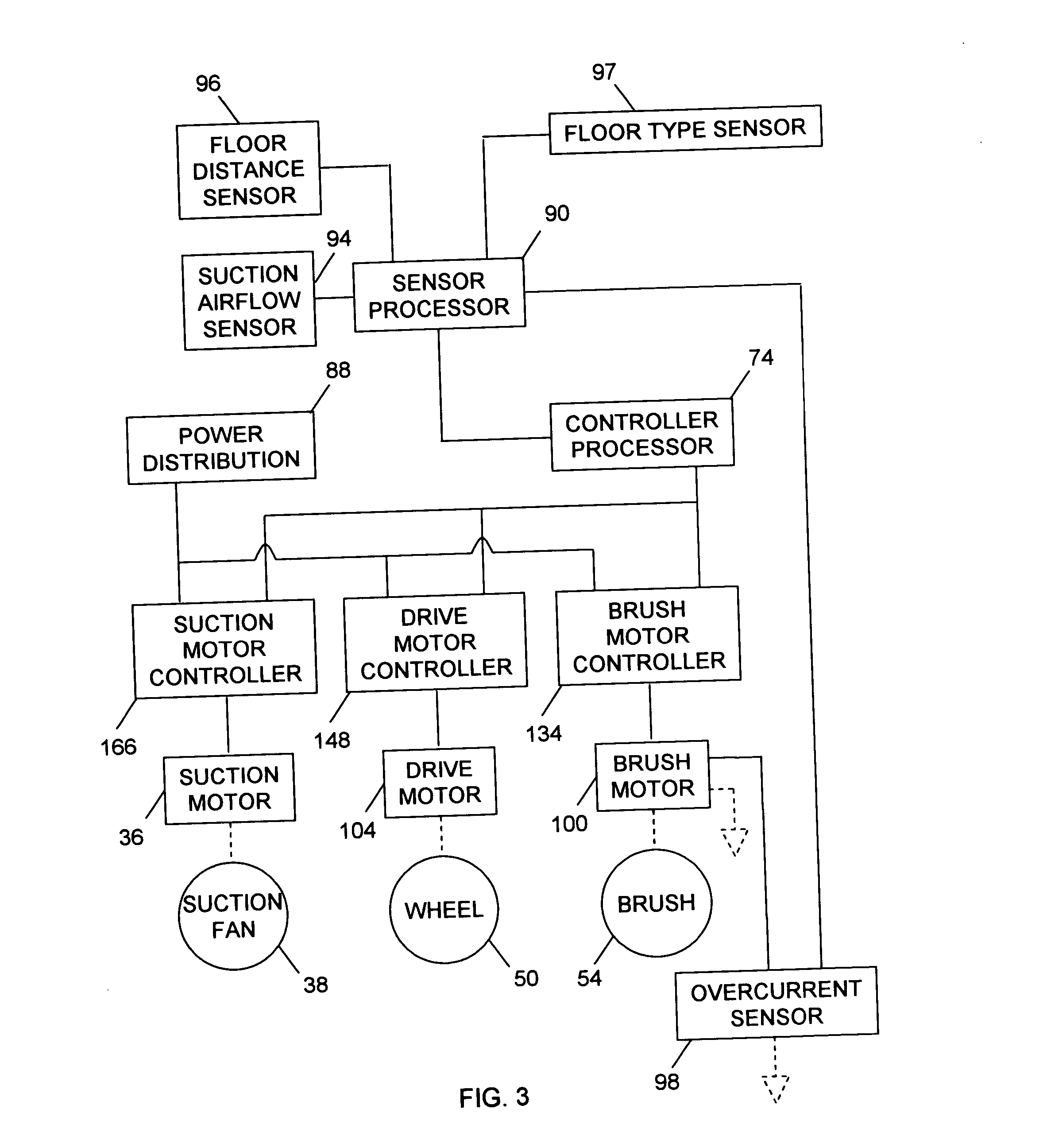 Sensors and associated methods for controlling a vacuum cleaner