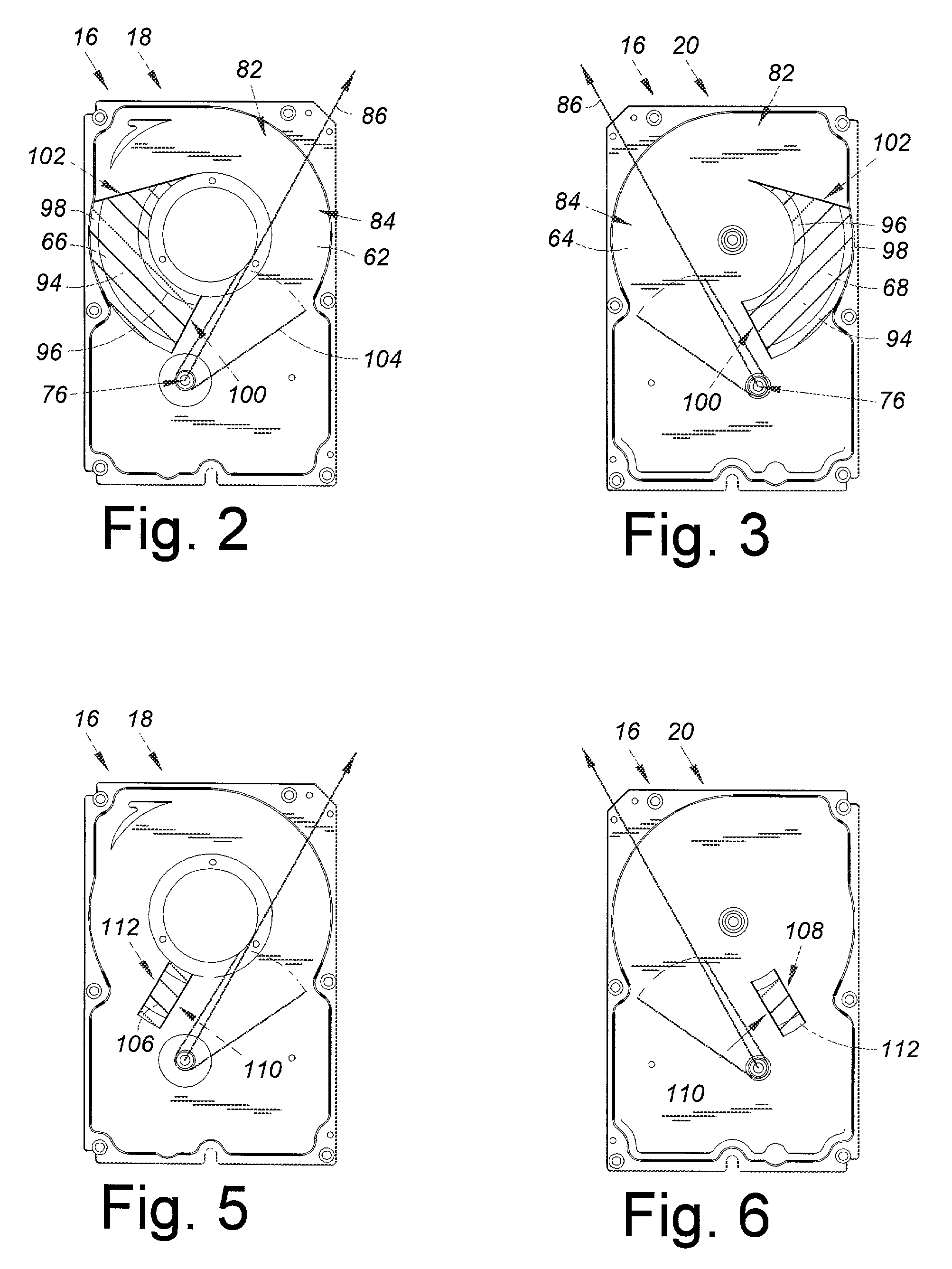 Disk drive having disk drive housing including airflow suppressor portion