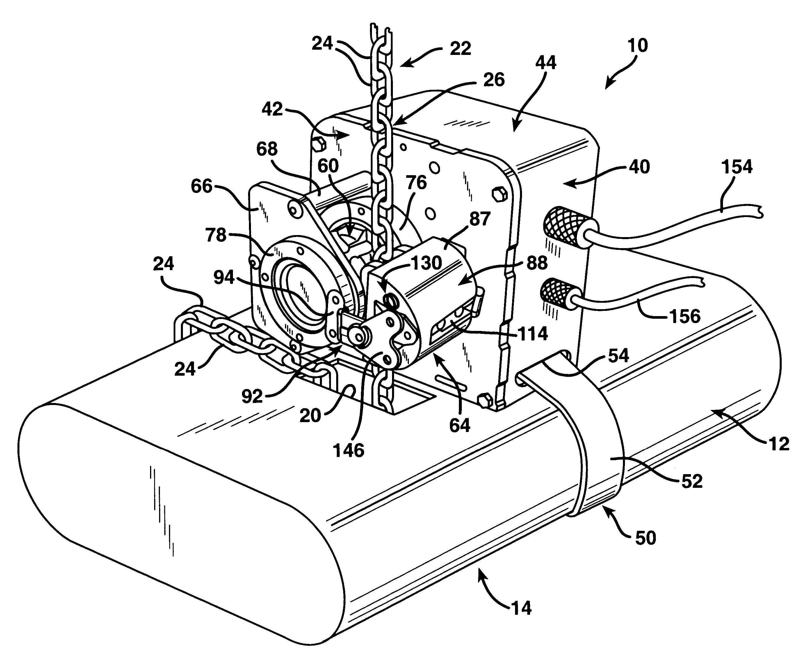 Removable chain hoist position encoder assembly