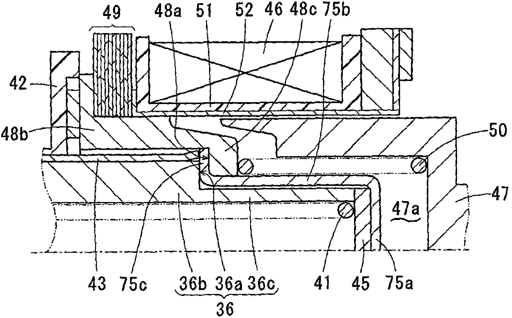 Electromagnetic solenoid device for a starter