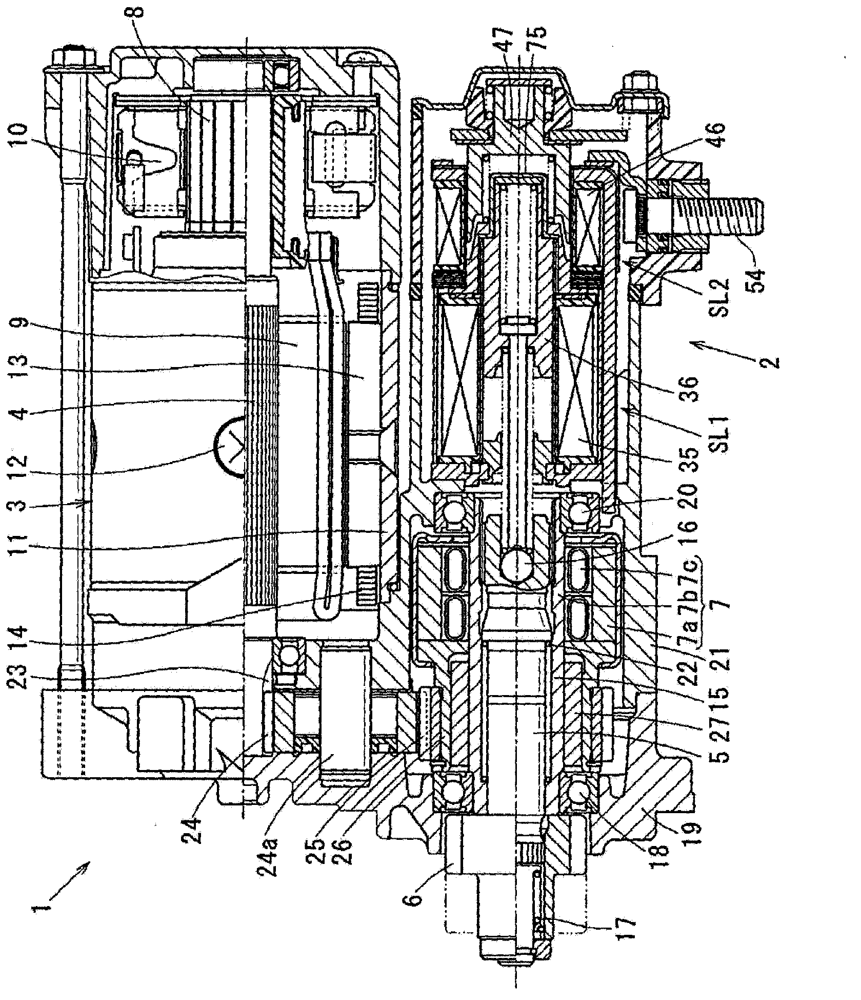 Electromagnetic solenoid device for a starter