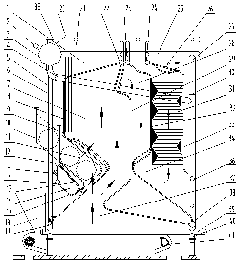 Double-furnace combined combustion settling chamber corner-tube boiler