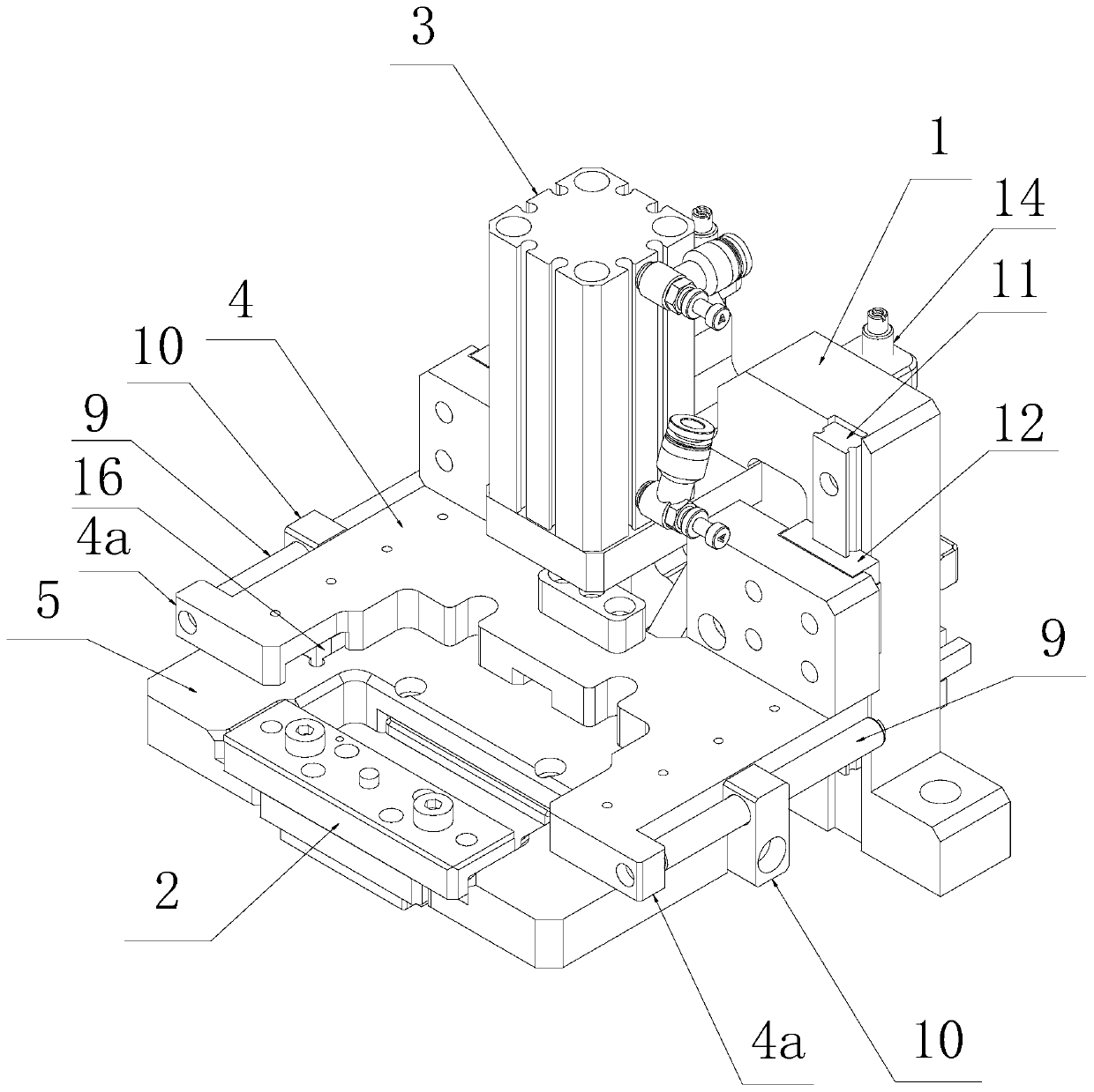 Cam type downward pressing testing mechanism for liquid crystal screen PCB (Printed Circuit Board) connector