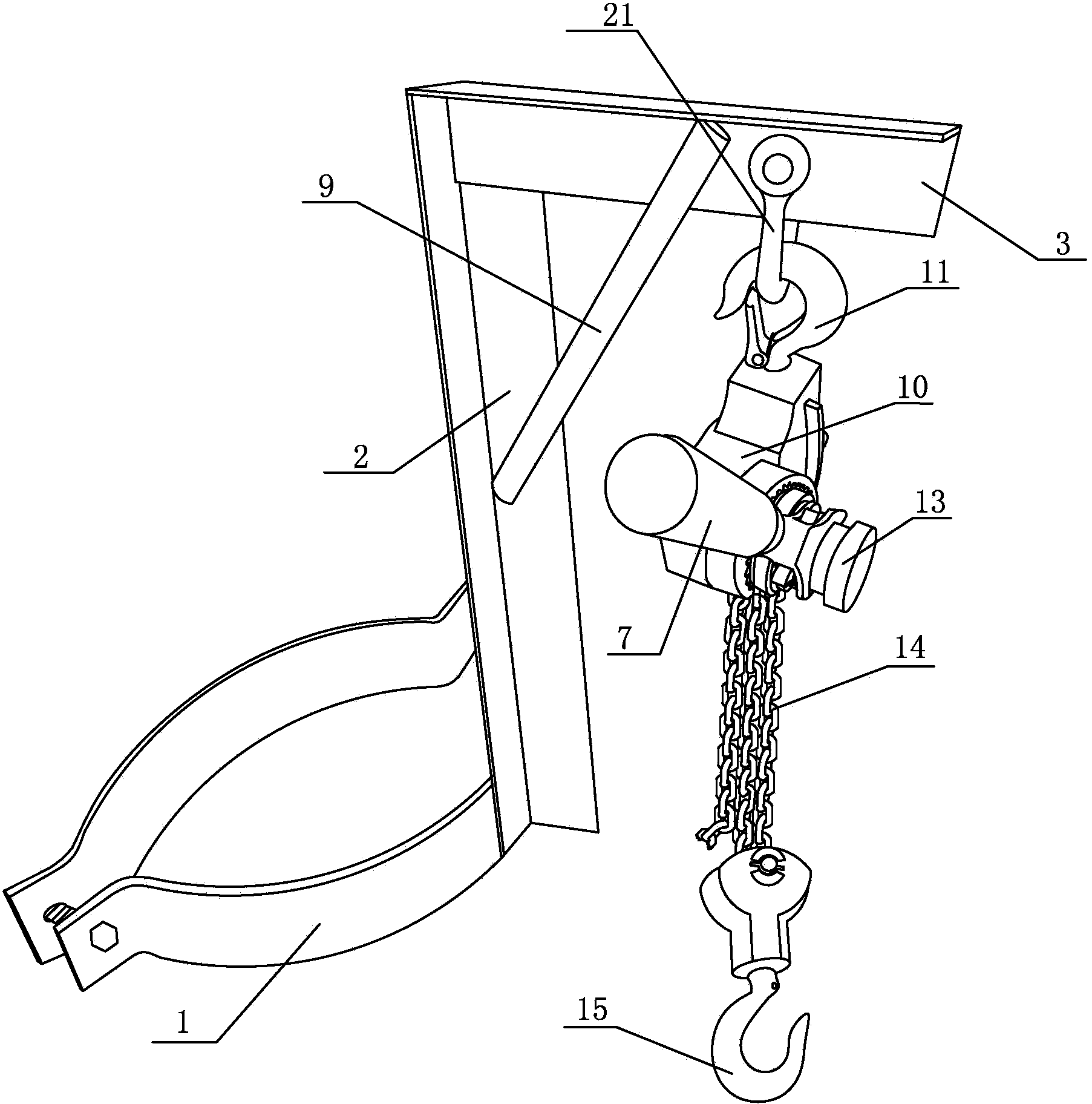 Lifting device for lifting overhead ground wire on straight concrete pole