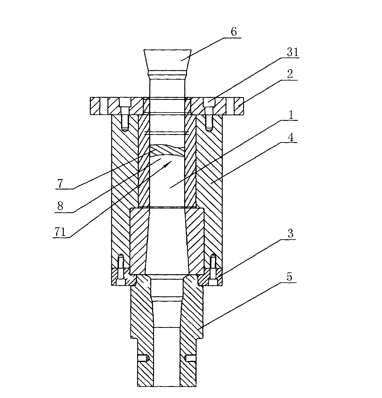 Pre-upset one-heating forming mold and pre-upset process