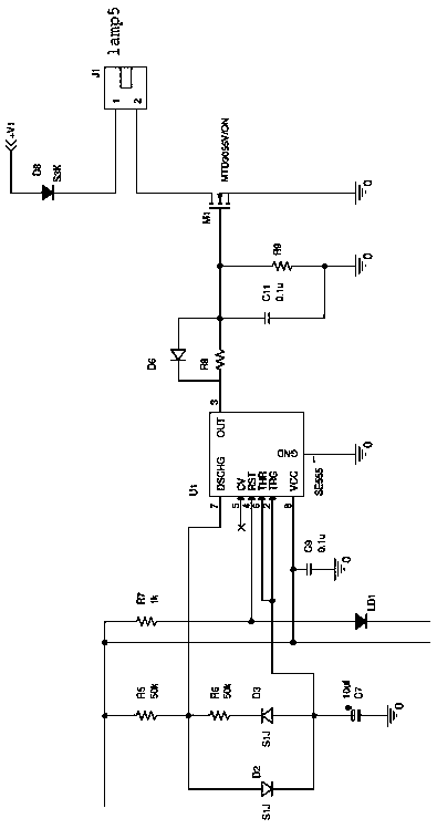 A LED lamp test circuit with over-temperature protection indication