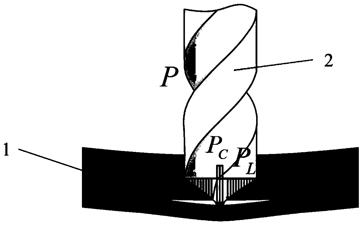 Method for calculating drilling layering critical axial force of composite material plate by considering deformation