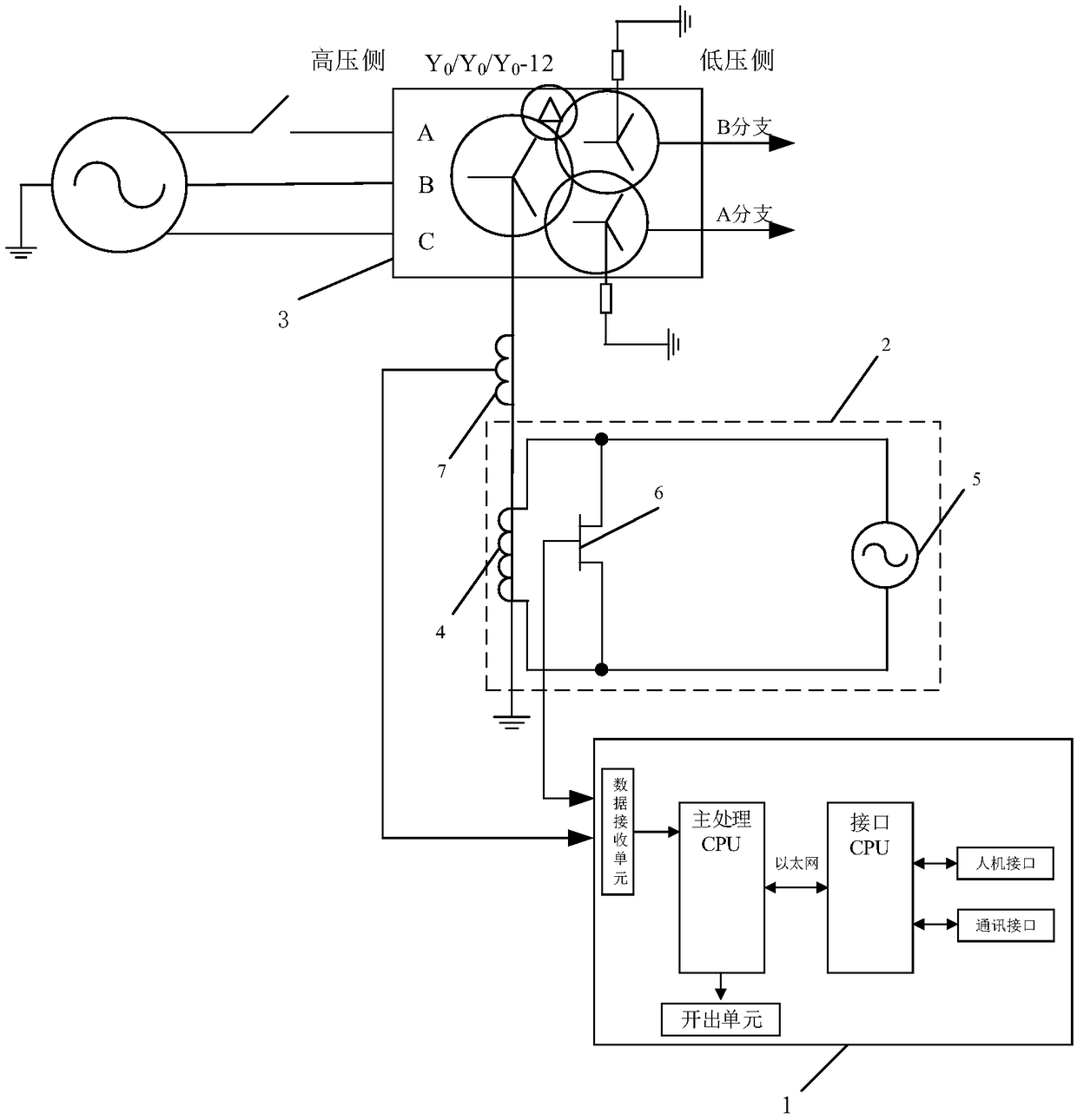 Method and device for phase loss protection of injection transformer line