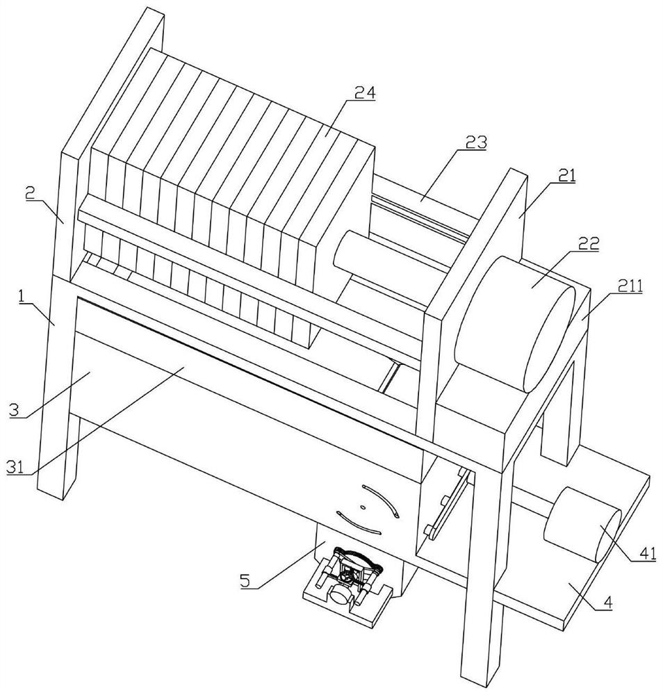 Diaphragm filter press with crushed material slag hopper