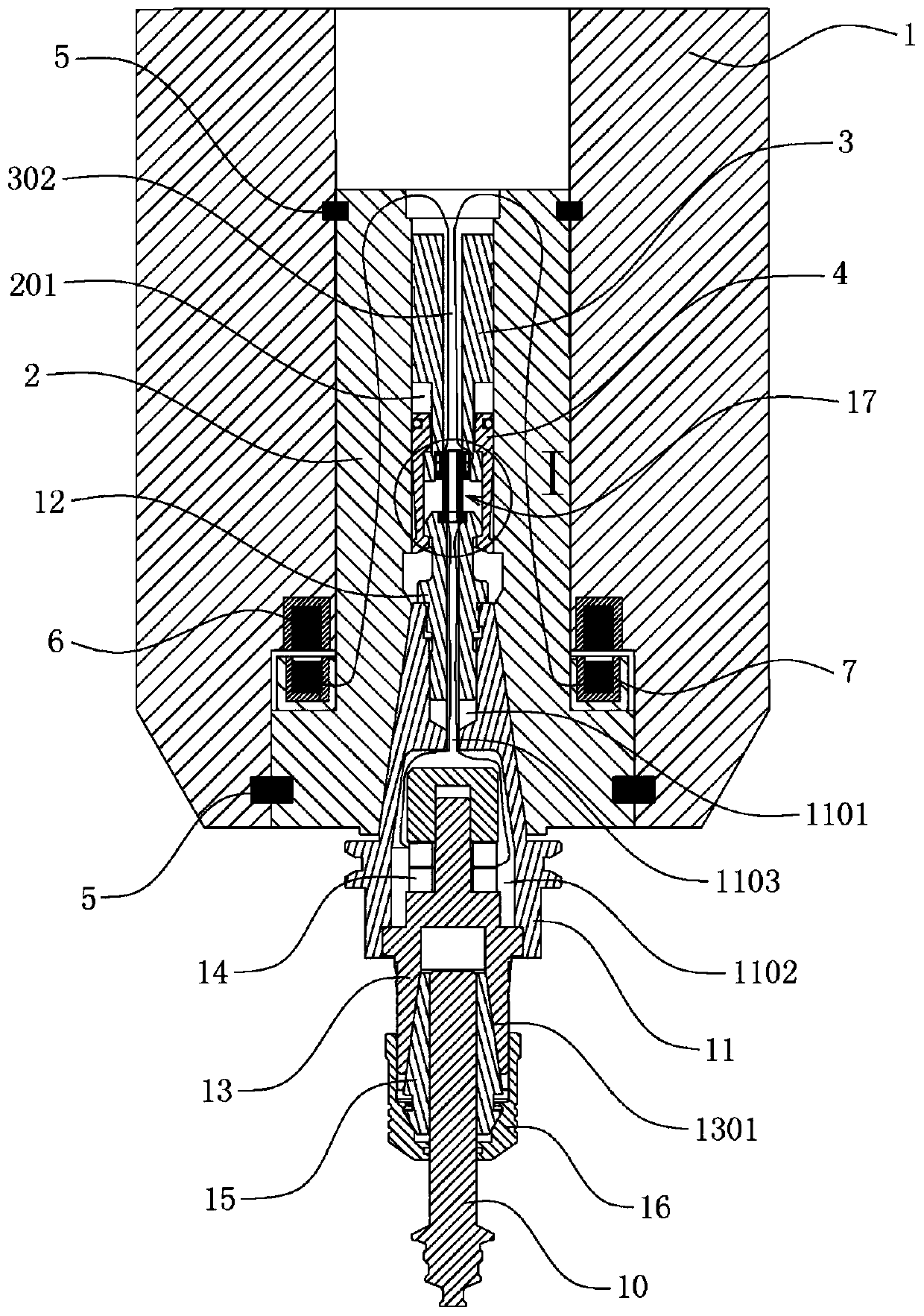 Electric connection structure of ultrasonic main shaft