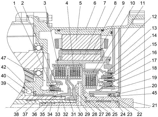 Three-clutch electromechanical coupling driving device for motor vehicle