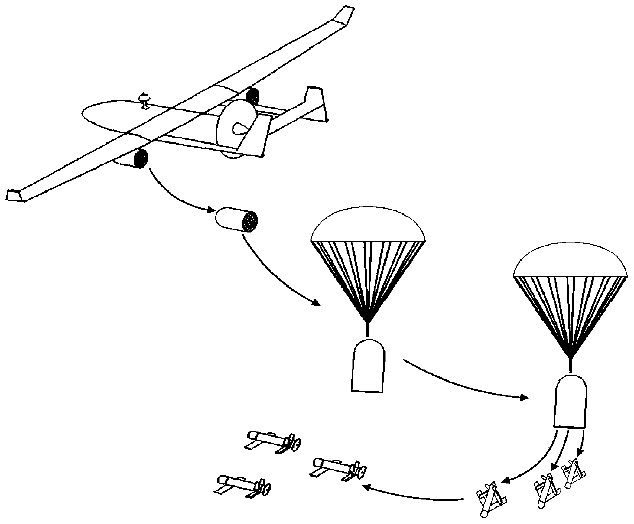 Integrally-throwing small cluster unmanned aerial vehicle sowing device