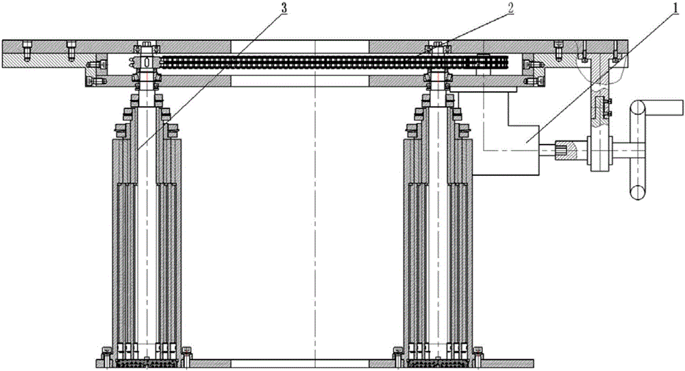 Chain type multi-grade screw rod hoisting platform