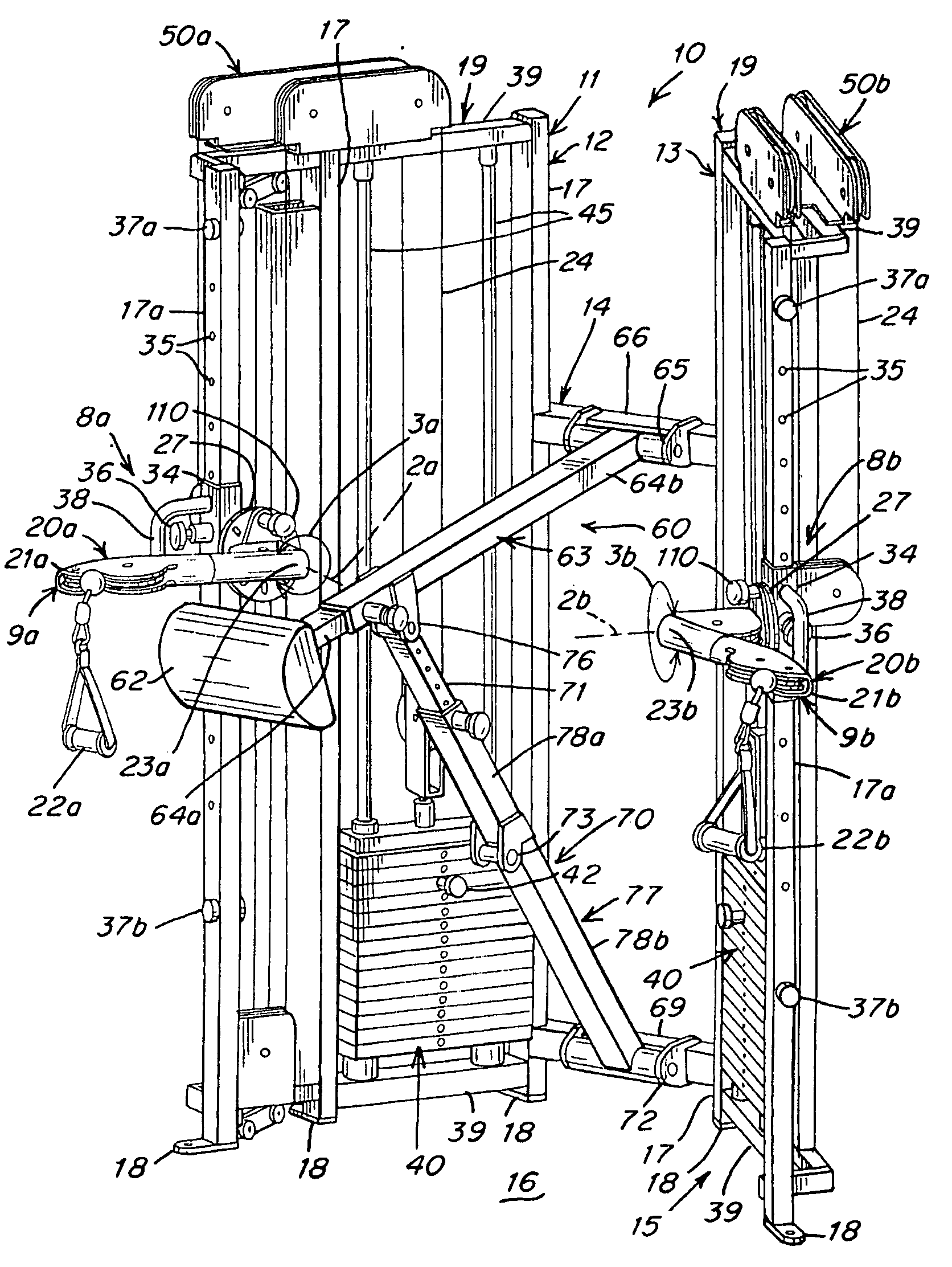 Adjustable assembly for exercise apparatus