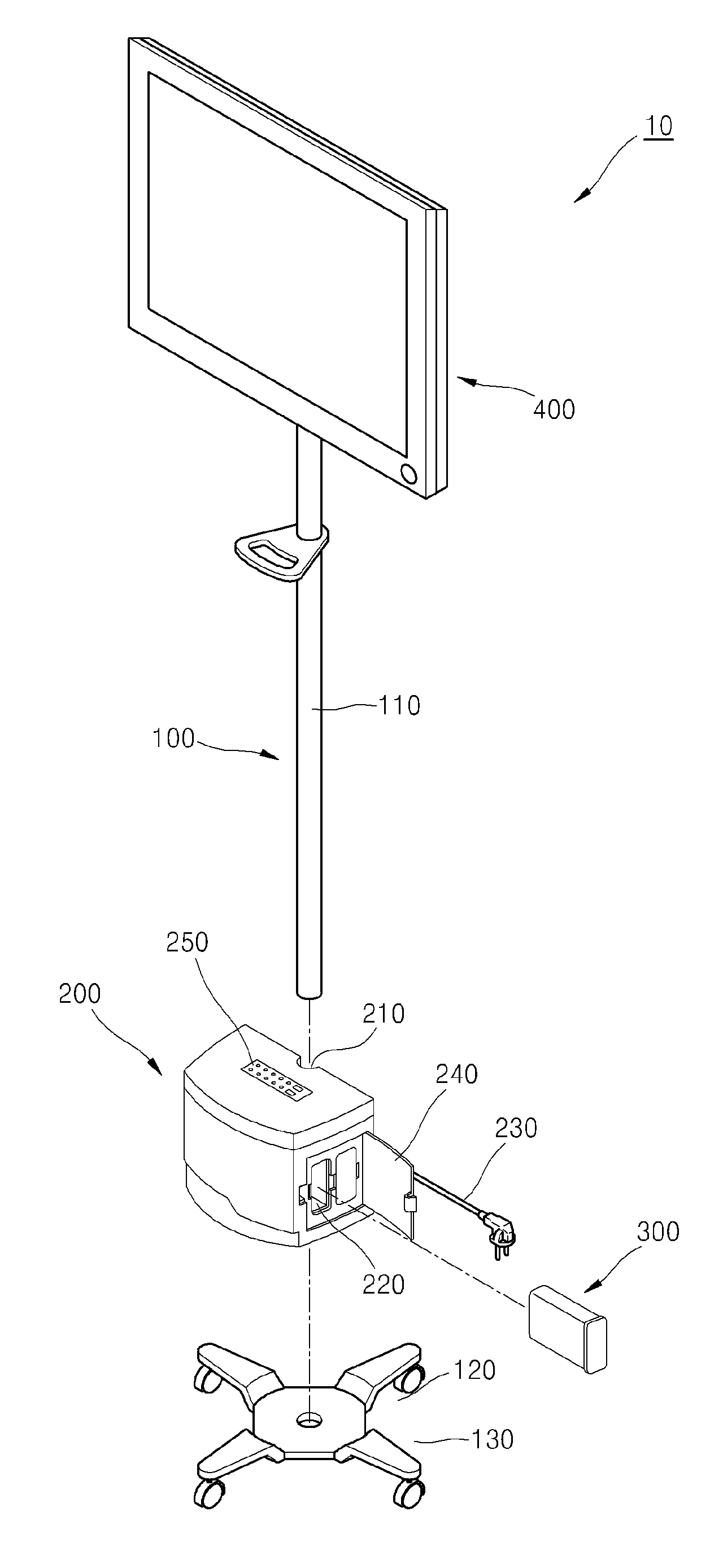 Movable medical monitor with battery packs