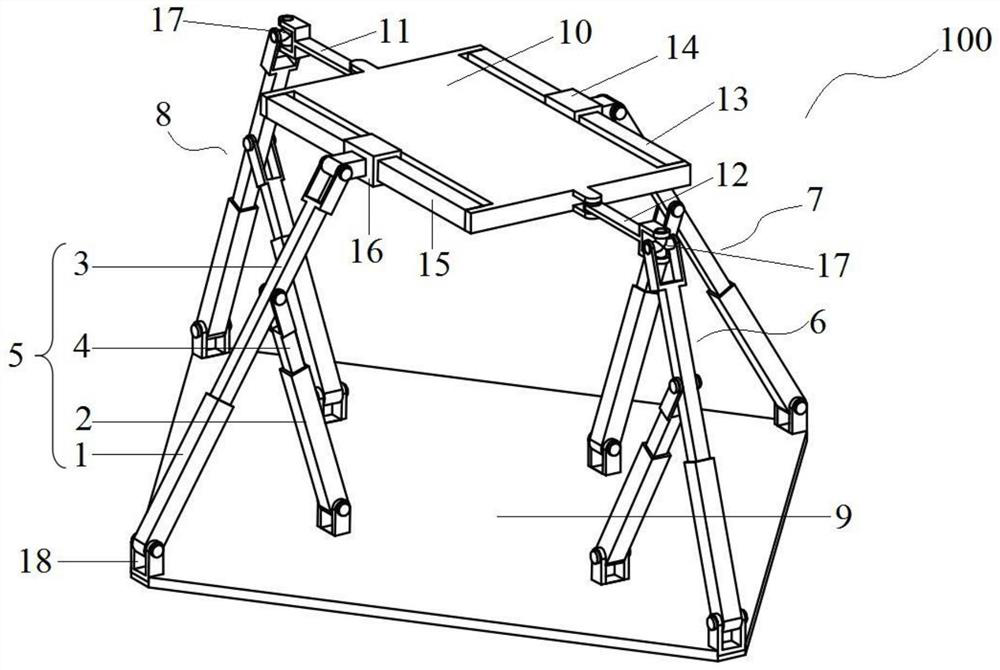 High-rigidity three-translation redundant drive parallel mechanism