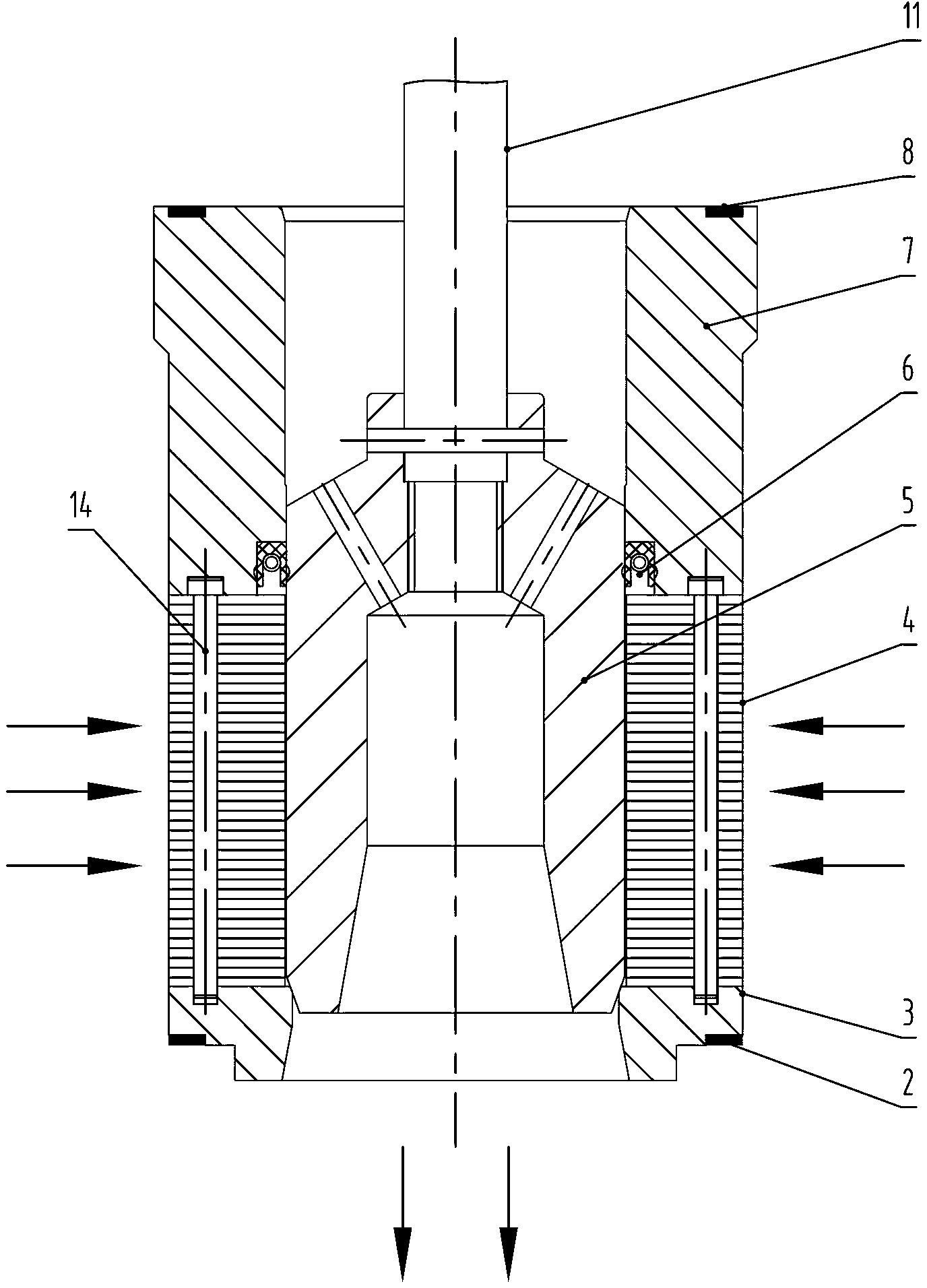 Array flow velocity control valve structure suitable for incompressible fluid