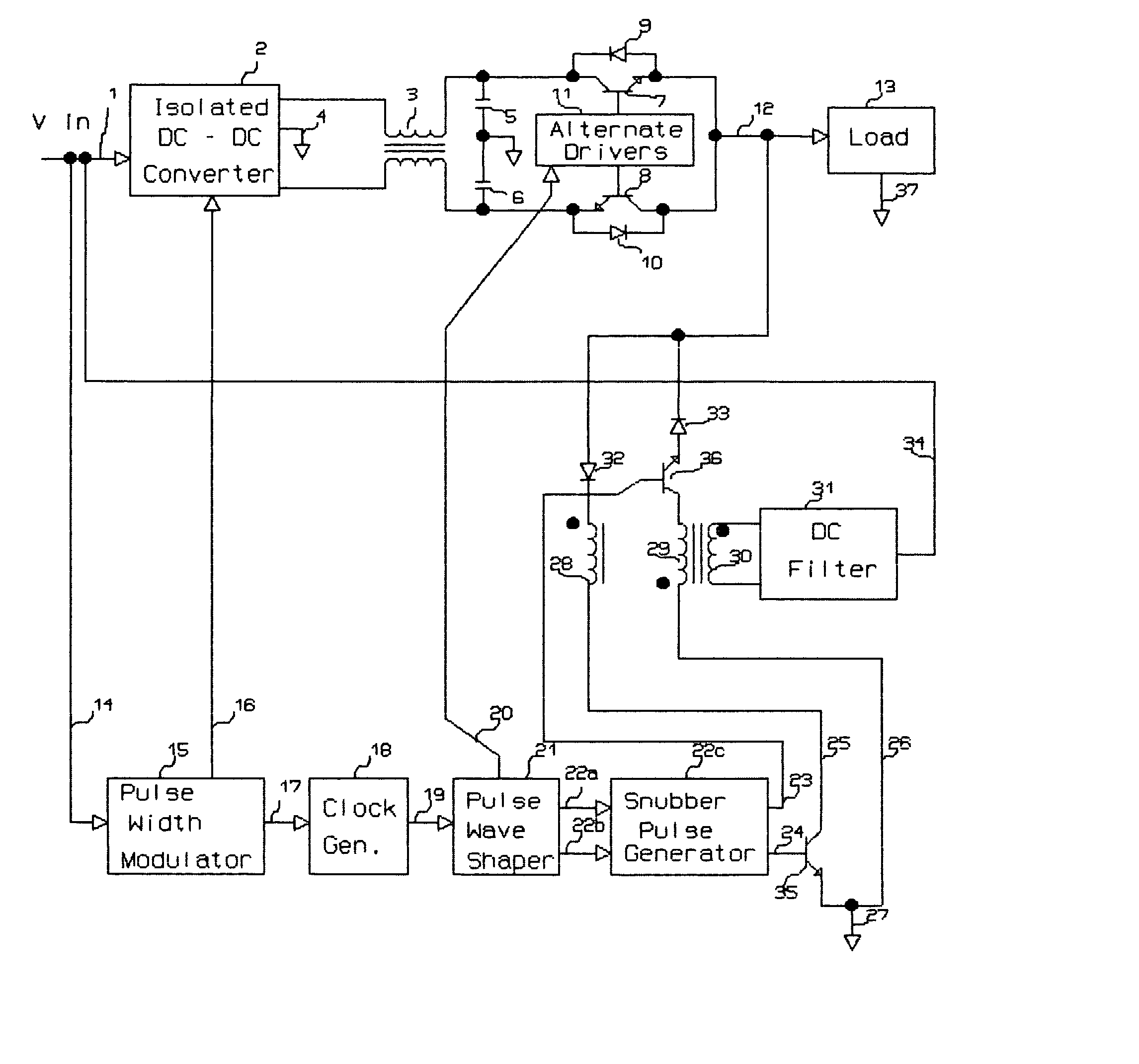 Bi-directionally driven forward converter for neutral point clamping in a modified sine wave inverter