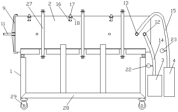 Test device for simulating grouting diffusion radius of gravel formation under dynamic water environment