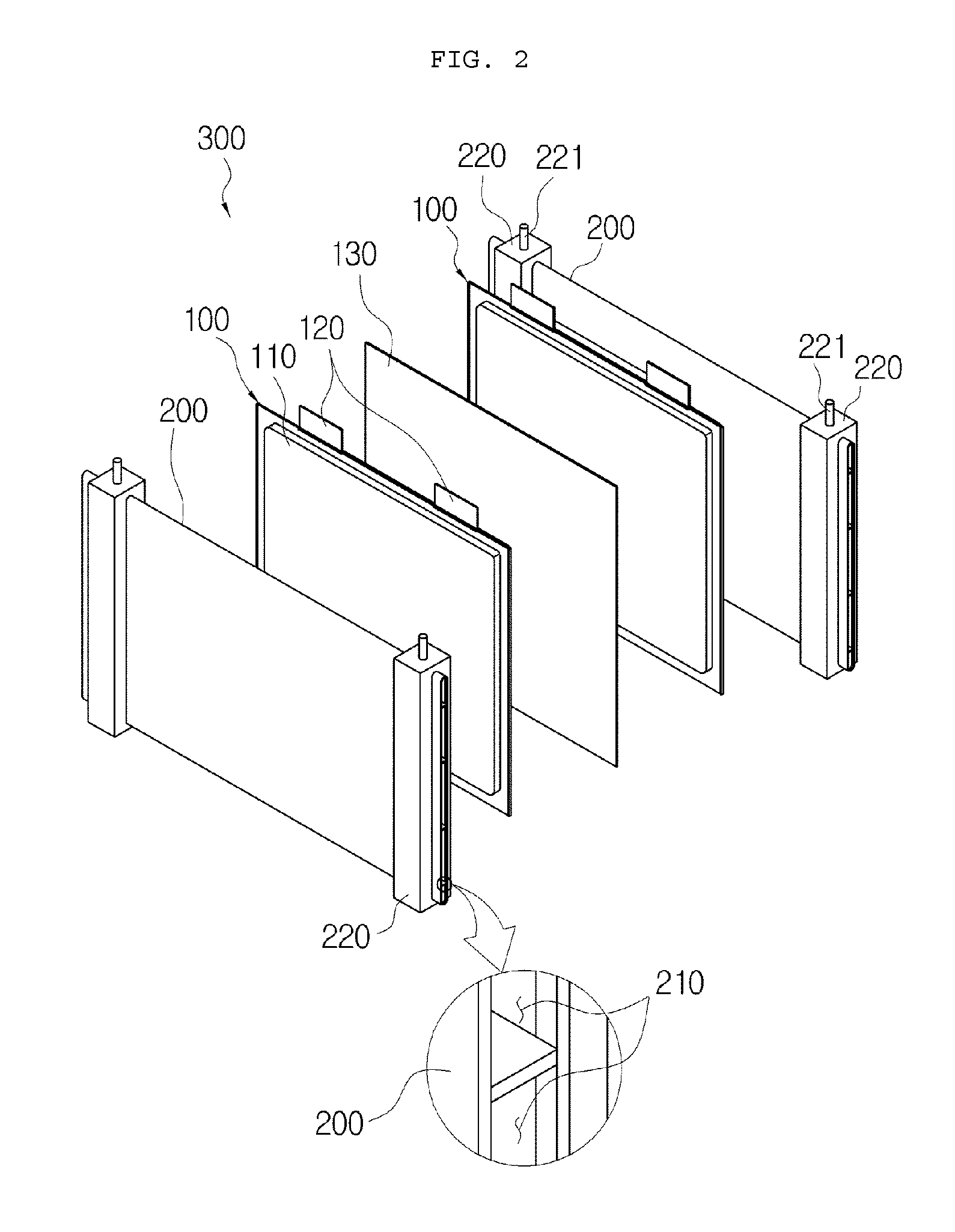 Secondary battery module having through type cool channel