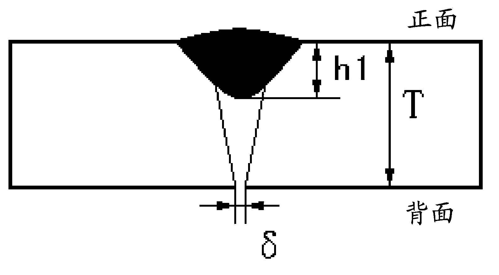 Large-gap back-chipping-free welding process for I-shaped groove of middle thick plate