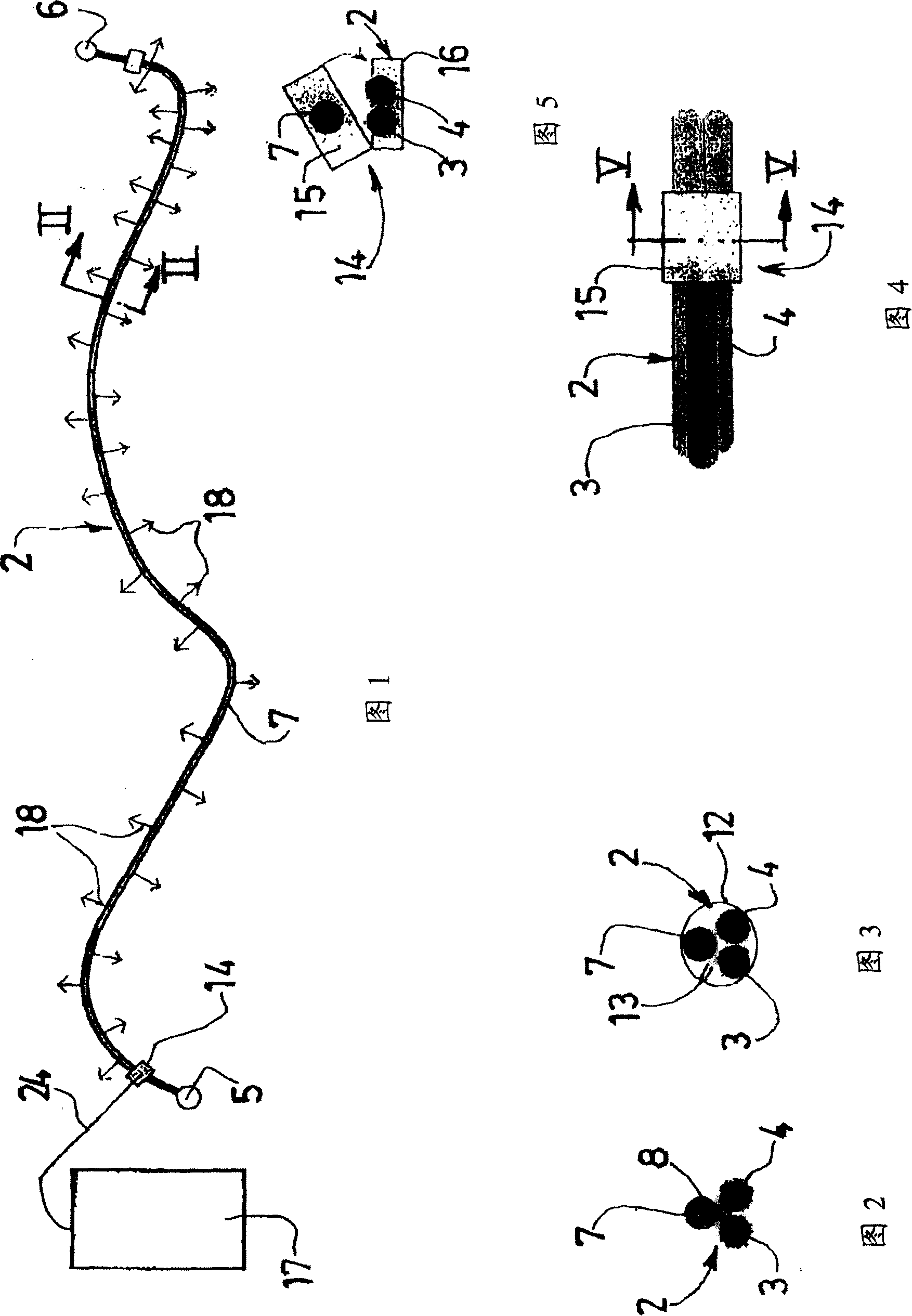 Identification device for visually identifying cables or ducts over their entire length