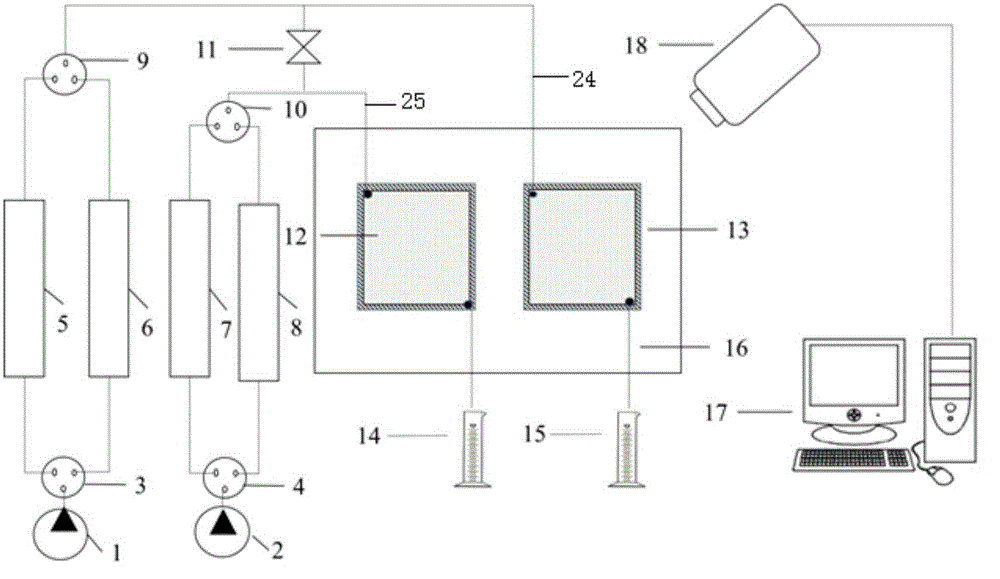 Visual experiment device for realizing combined injection and layered injection of polymer flooding agent and working method thereof