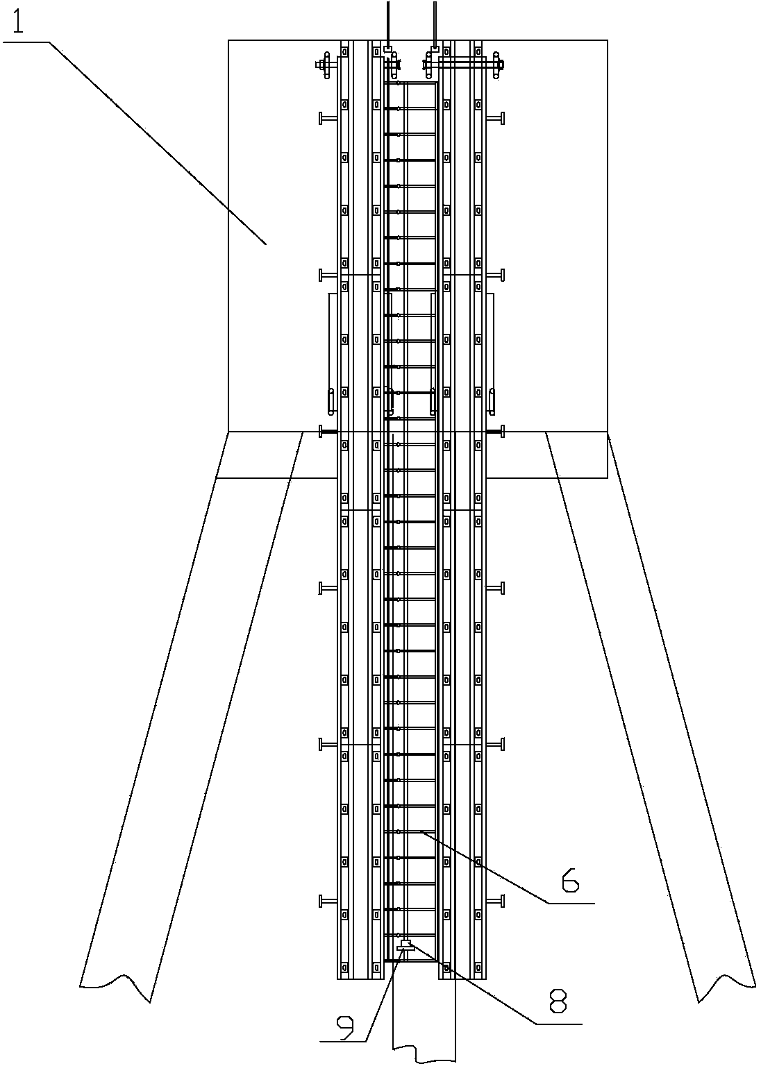 High-tidal-range sea area draught fan multi-pile cap foundation integrated mooring system