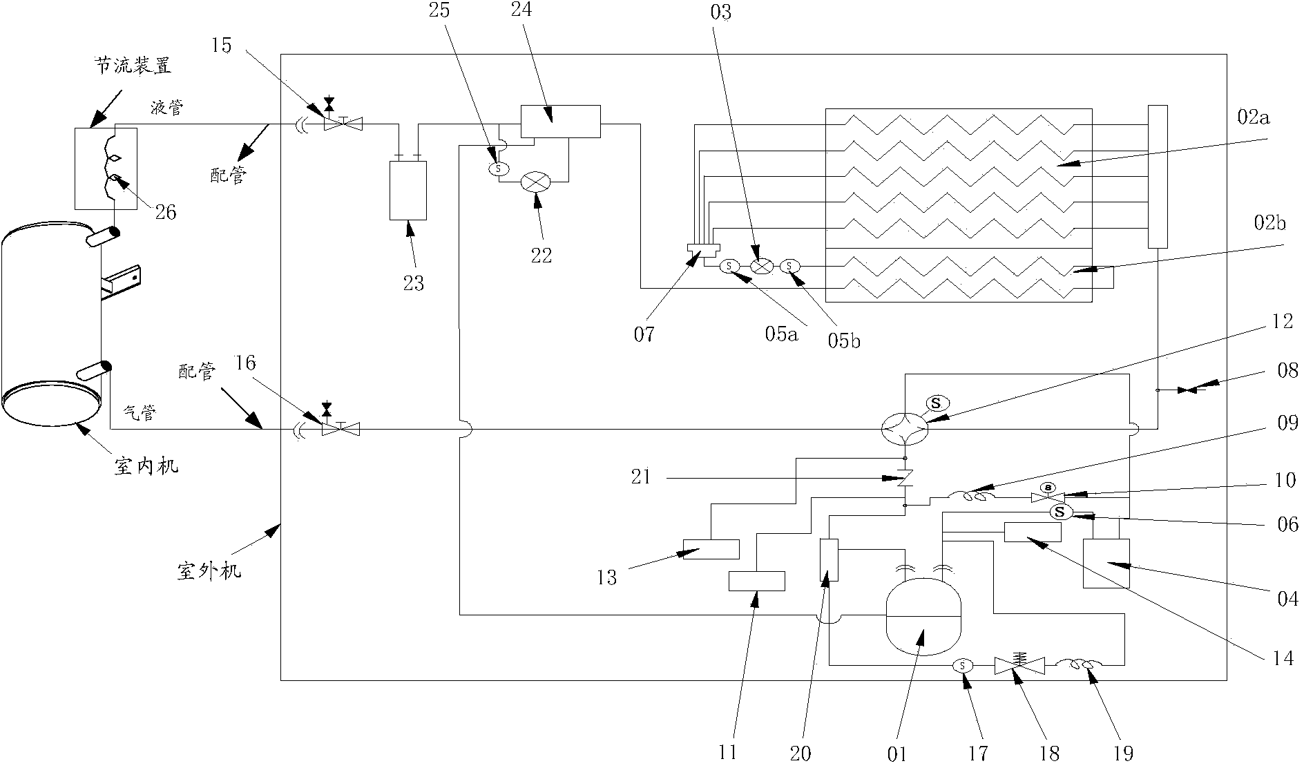 Vapor-injected multi-connected air conditioning system