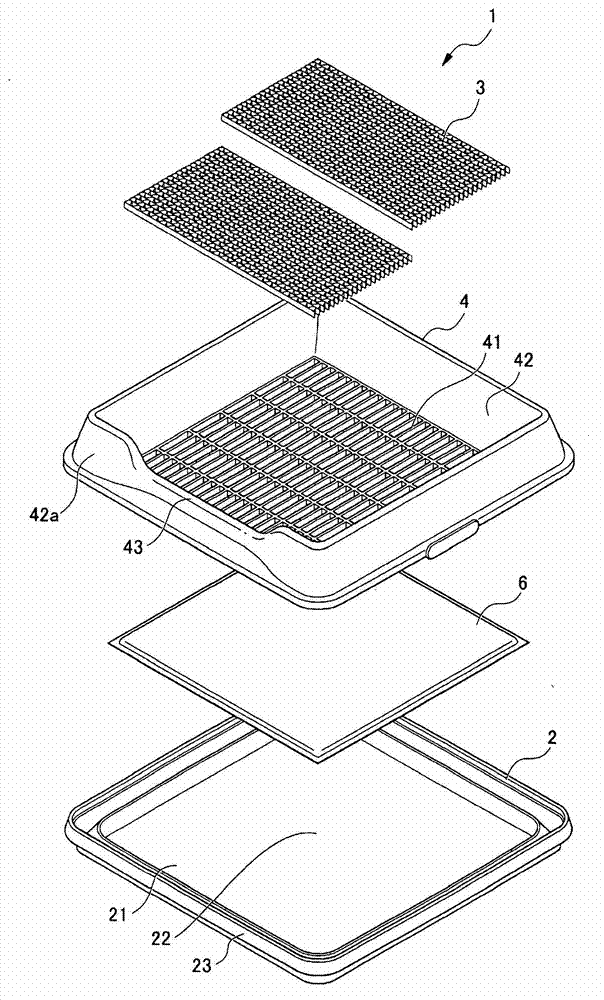 Liquid-permeable panel and system toilet for animals using same