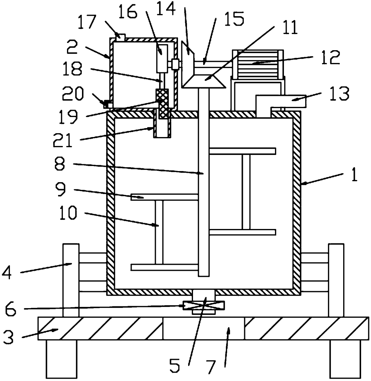 Batch feeding stirring device for chemical production